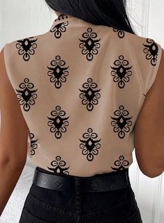 Foto 3 | Foto 3 | Camiseta Sin Mangas Blencot Para Mujer Con Estampado Floral De Chifón, Color Caqui, Talla L - Venta Internacional.