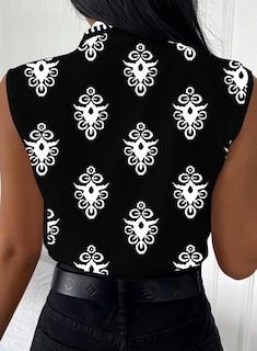 Foto 3 | Foto 3 | Camiseta Sin Mangas Blencot De Chifón Con Cuello En V Y Estampado Floral Para Mujer, Color Negro - Venta Internacional.