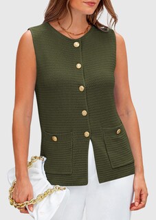 Foto 4 | Foto 4 | Chaleco Tipo Suéter Prettygarden Para Mujer 2025, Verde Verano, Talla L - Venta Internacional.