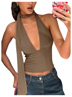 Foto 1 | Foto 1 | Top Soly Hux - Bufanda Halter Para Mujer Sexy Cuello En V Sin Mangas - Venta Internacional.