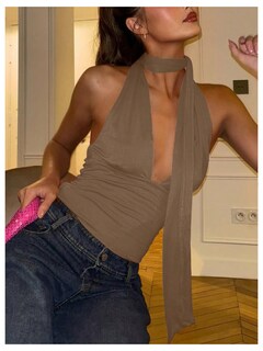 Foto 4 | Foto 4 | Top Soly Hux - Bufanda Halter Para Mujer Sexy Cuello En V Sin Mangas - Venta Internacional.