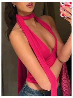 Foto 3 | Foto 3 | Bufanda Halter Corta Soly Hux Para Mujer Color Rosa Intenso Talla L - Venta Internacional.