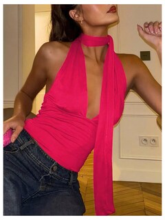 Foto 4 | Foto 4 | Bufanda Halter Corta Soly Hux Para Mujer Color Rosa Intenso Talla L - Venta Internacional.