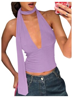 Foto 1 | Foto 1 | Bufanda Halter  Top Corto Soly Hux Para Mujer  Color Morado  Talla M - Venta Internacional.