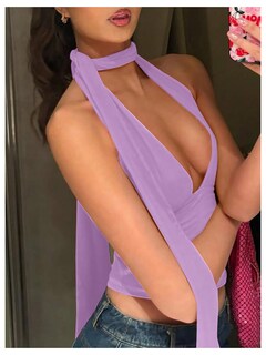 Foto 3 | Foto 3 | Bufanda Halter  Top Corto Soly Hux Para Mujer  Color Morado  Talla M - Venta Internacional.