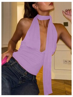 Foto 4 | Foto 4 | Bufanda Halter  Top Corto Soly Hux Para Mujer  Color Morado  Talla M - Venta Internacional.