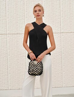 Foto 4 | Foto 4 | Blusa Yeokou De Punto Con Cuello Cruzado Para Mujer Color Negro - Venta Internacional.