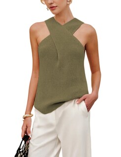 Foto 1 | Foto 1 | Blusa Yeokou Para Mujer Cuello Cruzado Punto Verde Militar - Venta Internacional.