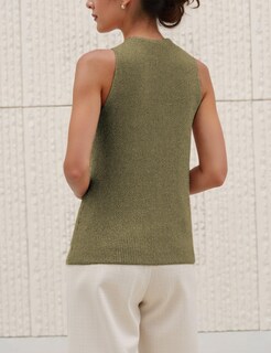 Foto 3 | Foto 3 | Blusa Yeokou Para Mujer Cuello Cruzado Punto Verde Militar - Venta Internacional.
