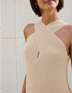 Foto 2 | Foto 2 | Blusa Yeokou De Punto Con Cuello Cruzado Para Mujer Color Caqui - Venta Internacional.