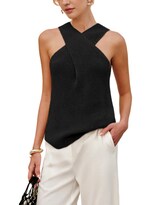 Blusa Yeokou De Punto Con Cuello Cruzado Para Mujer Color Negro - Venta Internacional.