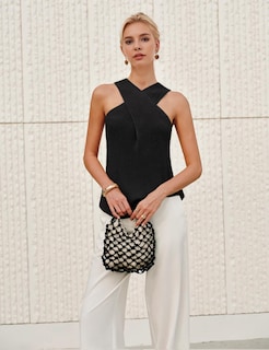 Foto 4 | Foto 4 | Blusa Yeokou De Punto Con Cuello Cruzado Para Mujer Color Negro - Venta Internacional.