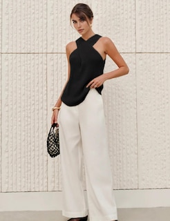 Foto 5 | Foto 5 | Blusa Yeokou De Punto Con Cuello Cruzado Para Mujer Color Negro - Venta Internacional.