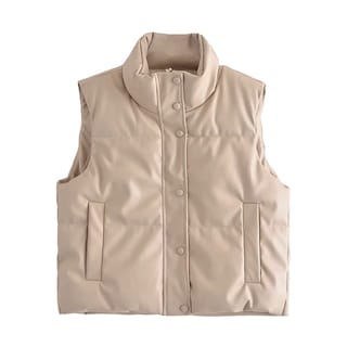Foto 1 | Foto 1 | Venta Internacional - Chaleco con Cierre de Cremallera Beige para Mujer