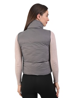 Foto 3 | Foto 3 | Chaleco Dama Capitonado Acolchado Reversible Doble Gris Vista N