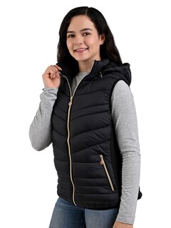 Foto 3 | Foto 3 | Chaleco Capitonado Afelpado Cardigan Capucha Removible Negro