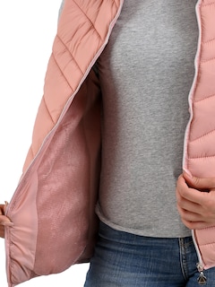 Foto 4 | Foto 4 | Chaleco Capitonado Afelpado Cardigan Capucha Removible Rosa