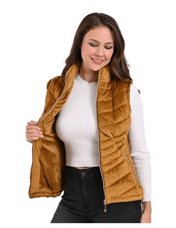 Foto 2 | Foto 2 | Chaleco Afelpado Aterciopelado Para Mujer Tipo Velur Camel