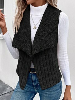 Foto 6 | Foto 6 | Chaleco Tipo Cárdigan Verdusa De Forro Polar Borroso Para Mujer, Color Negro - Venta Internacional.