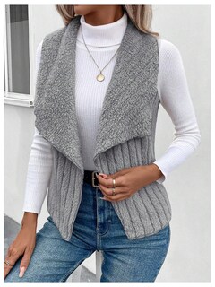Foto 3 | Foto 3 | Chaleco Tipo Cárdigan Verdusa De Forro Polar Borroso Con Cuello En Cascada Para Mujer - Venta Internacional.