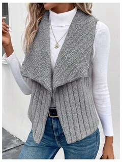 Foto 6 | Foto 6 | Chaleco Tipo Cárdigan Verdusa De Forro Polar Borroso Con Cuello En Cascada Para Mujer - Venta Internacional.