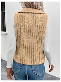 Foto 2 | Foto 2 | Chaleco Tipo Cárdigan Verdusa De Forro Polar Borroso Con Cuello En Cascada Para Mujer - Venta Internacional.