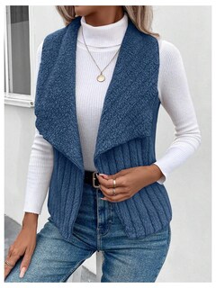 Foto 3 | Foto 3 | Chaleco Tipo Cárdigan Verdusa De Forro Polar Borroso Con Cuello En Cascada Para Mujer - Venta Internacional.