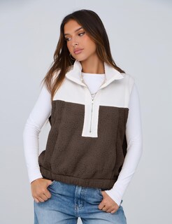 Foto 6 | Foto 6 | Chaleco Yeokou Para Mujer, Forro Polar Sherpa, Corto, Marrón Cálido, Talla M - Venta Internacional.