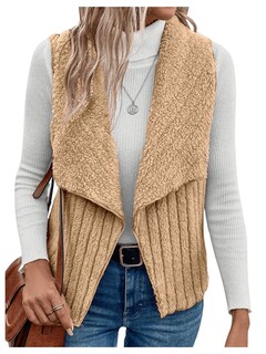 Foto 1 | Foto 1 | Chaleco Tipo Cárdigan Verdusa De Forro Polar Borroso Con Cuello En Cascada Para Mujer - Venta Internacional.