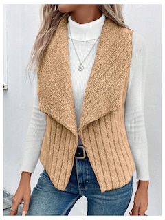 Foto 5 | Foto 5 | Chaleco Tipo Cárdigan Verdusa De Forro Polar Borroso Con Cuello En Cascada Para Mujer - Venta Internacional.