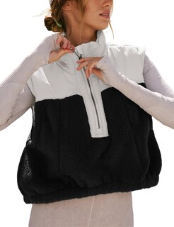 Foto 1 | Foto 1 | Chaleco Yeokou Para Mujer, Forro Polar Sherpa, Corto, Negro Cálido, Talla L - Venta Internacional.