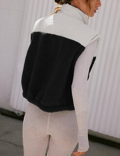 Foto 2 | Foto 2 | Chaleco Yeokou Para Mujer, Forro Polar Sherpa, Corto, Negro Cálido, Talla L - Venta Internacional.