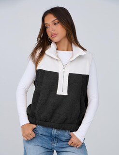Foto 6 | Foto 6 | Chaleco Yeokou Para Mujer, Forro Polar Sherpa, Corto, Negro Cálido, Talla L - Venta Internacional.