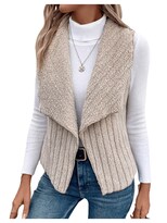 Chaleco Tipo Cárdigan Verdusa De Forro Polar Borroso Con Cuello En Cascada Para Mujer - Venta Internacional.