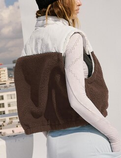 Foto 2 | Foto 2 | Chaleco Yeokou Para Mujer, Forro Polar Sherpa, Corto, Marrón Cálido, Talla L - Venta Internacional.