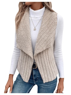 Foto 1 | Foto 1 | Chaleco Tipo Cárdigan Verdusa De Forro Polar Borroso Con Cuello En Cascada Para Mujer - Venta Internacional.