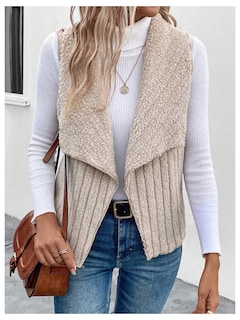 Foto 5 | Foto 5 | Chaleco Tipo Cárdigan Verdusa De Forro Polar Borroso Con Cuello En Cascada Para Mujer - Venta Internacional.