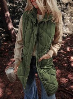 Foto 2 | Foto 2 | Chaleco Acolchado Dokotoo Para Mujer 2024, Moderno, Verde Cálido, Con Bolsillos - Venta Internacional.