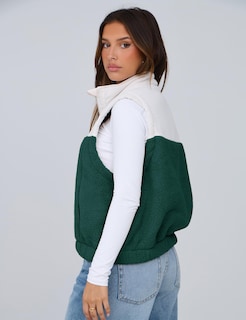 Foto 7 | Foto 7 | Chaleco Yeokou Para Mujer, Forro Polar Sherpa, Corto, Cálido, Verde Oscuro, Talla Xl - Venta Internacional.