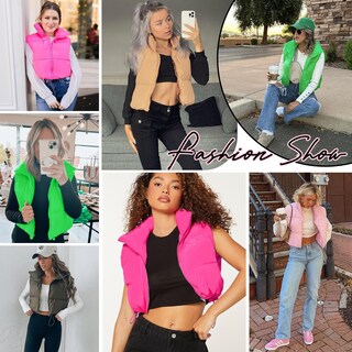 Foto 4 | Foto 4 | Chaleco Acolchado Zando Cropped Para Mujer, Color Verde Ligero - Venta Internacional.