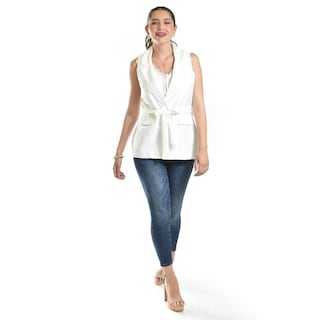 Foto 6 | Foto 6 | Chaleco Elegante Con Cinto Roman Fashion /juvenil, 2557 (blanco) Blanco