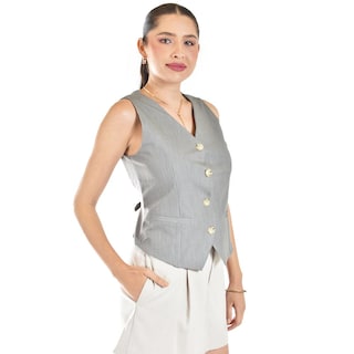 Foto 2 | Foto 2 | Chaleco Estilo Sastre Roman Fashion /juvenil, 2017 (gris) Gris