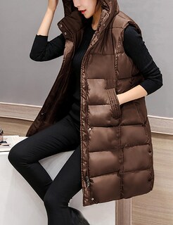 Foto 4 | Foto 4 | Chaleco Acolchado Tanming Largo De Algodón Para Mujer Con Capucha Extraíble - Venta Internacional.