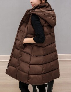 Foto 5 | Foto 5 | Chaleco Acolchado Tanming Largo De Algodón Para Mujer Con Capucha Extraíble - Venta Internacional.