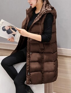 Foto 7 | Foto 7 | Chaleco Acolchado Tanming Largo De Algodón Para Mujer Con Capucha Extraíble - Venta Internacional.