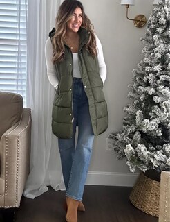 Foto 4 | Foto 4 | Chaleco Acolchado Tanming Largo De Algodón Para Mujer Con Capucha Extraíble - Venta Internacional.
