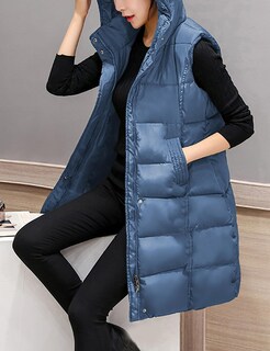 Foto 4 | Foto 4 | Chaleco Acolchado Tanming Para Mujer, Largo De Algodón, Sin Mangas, Azul-m - Venta Internacional.