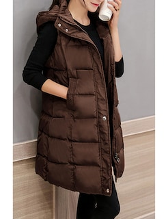 Foto 6 | Foto 6 | Chaleco Acolchado Tanming Largo De Algodón Para Mujer Con Capucha Extraíble - Venta Internacional.