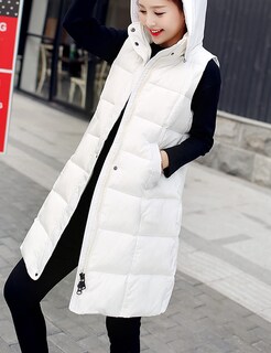 Foto 4 | Foto 4 | Chaleco Acolchado Para Mujer Tanming De Algodón Con Capucha Extraíble, Color Blanco - Venta Internacional.