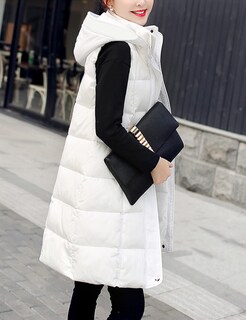 Foto 5 | Foto 5 | Chaleco Acolchado Para Mujer Tanming De Algodón Con Capucha Extraíble, Color Blanco - Venta Internacional.